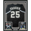 Framed Autographed/Signed Andrew Vaughn 35x39 Chicago Black Baseball Jersey Beckett BAS COA