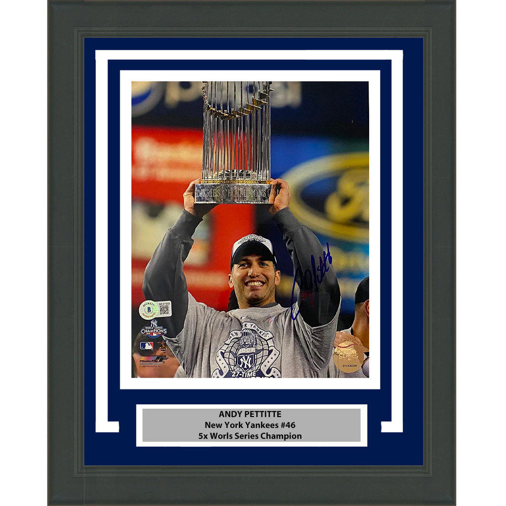 Framed Autographed/Signed Andy Pettitte New York Yankees 8x10 Baseball Photo Beckett BAS COA