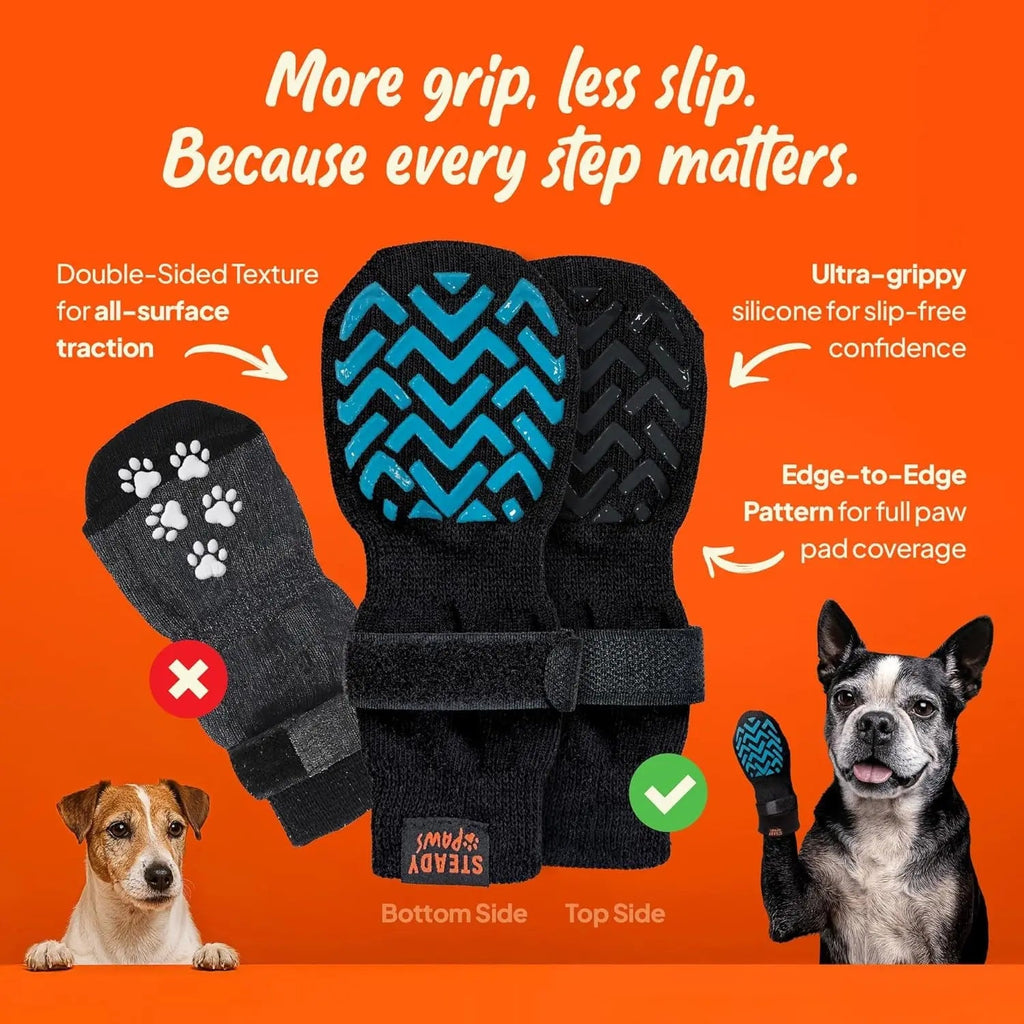 Anti-Slip Dog Socks with Straps – Breathable & Washable, 4-Pack