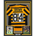 Framed Autographed/Signed Antonio Brown 35x39 Pittsburgh Bumble Bee Football Jersey JSA COA