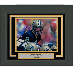 Framed Autographed/Signed Archie Manning New Orleans Saints 8x10 Football Photo Beckett BAS COA