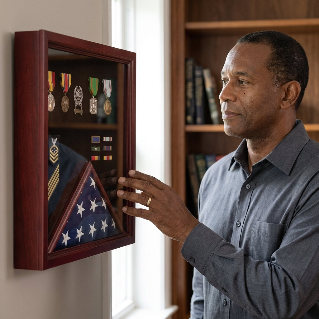 Military Flag and Medal Display Case - 3' x 5' Shadow Box.