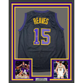 Framed Autographed/Signed Austin Reaves 35x39 Los Angeles LA Black City Edition Basketball Jersey Beckett BAS COA