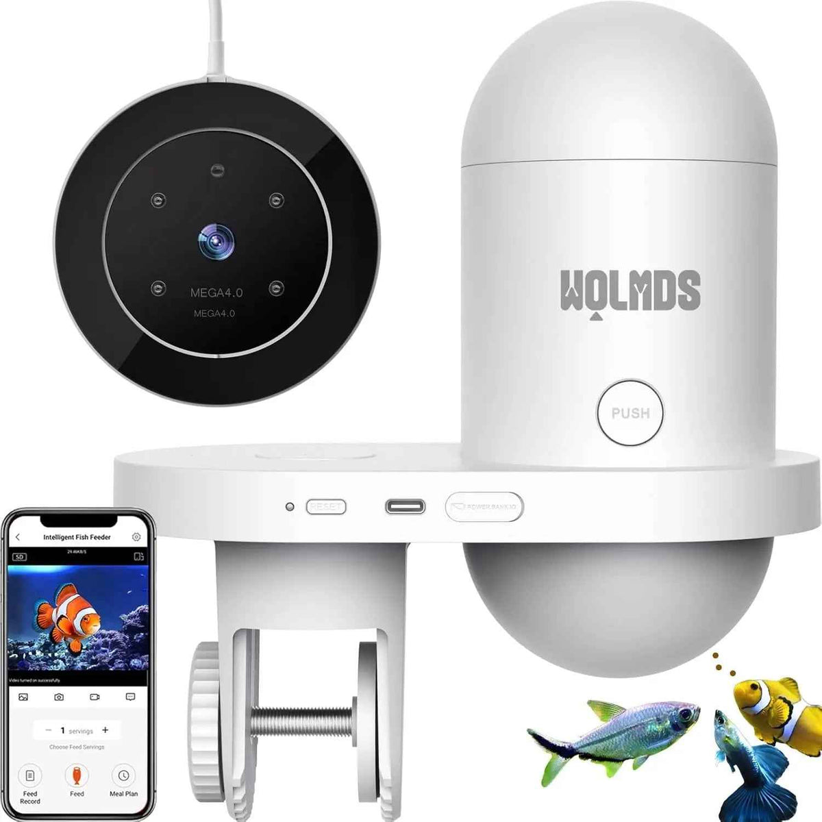 Automatic Fish Feeder WiFi (2.5 & 5G) 2.5K Camera App Control 230ML Tank