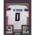 Framed Autographed/Signed Azeez Al Shaair 35x39 Houston White Football Jersey Beckett BAS COA