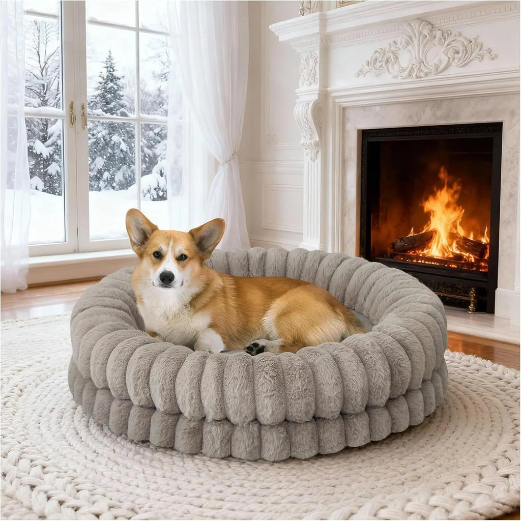 Luxury Donut Dog Bed – Orthopedic Calming Round Bed, Washable