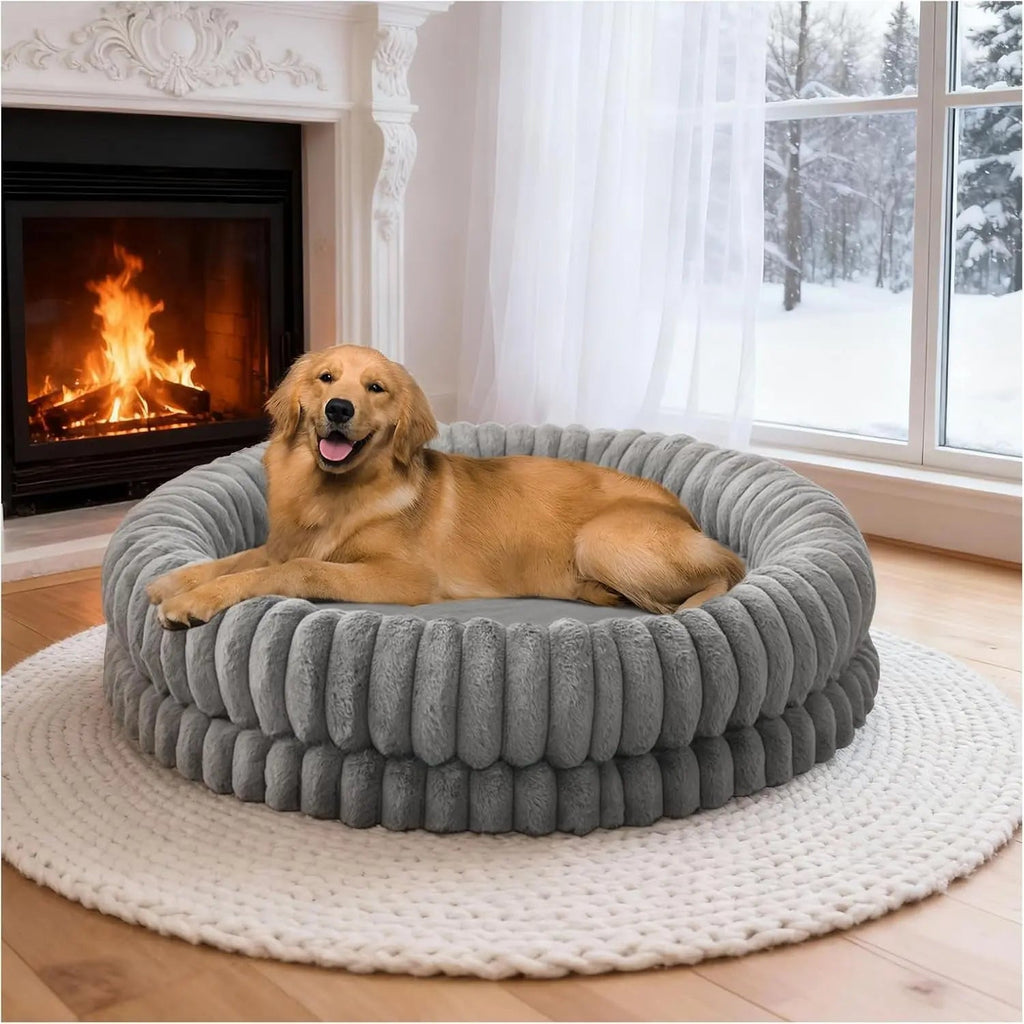 Luxury Donut Dog Bed – Orthopedic Calming Round Bed, Washable