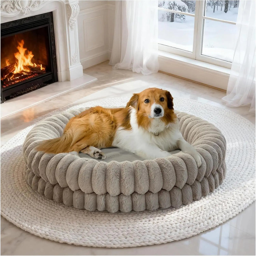 Luxury Donut Dog Bed – Orthopedic Calming Round Bed, Washable