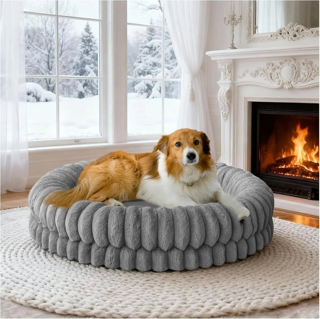 Luxury Donut Dog Bed – Orthopedic Calming Round Bed, Washable
