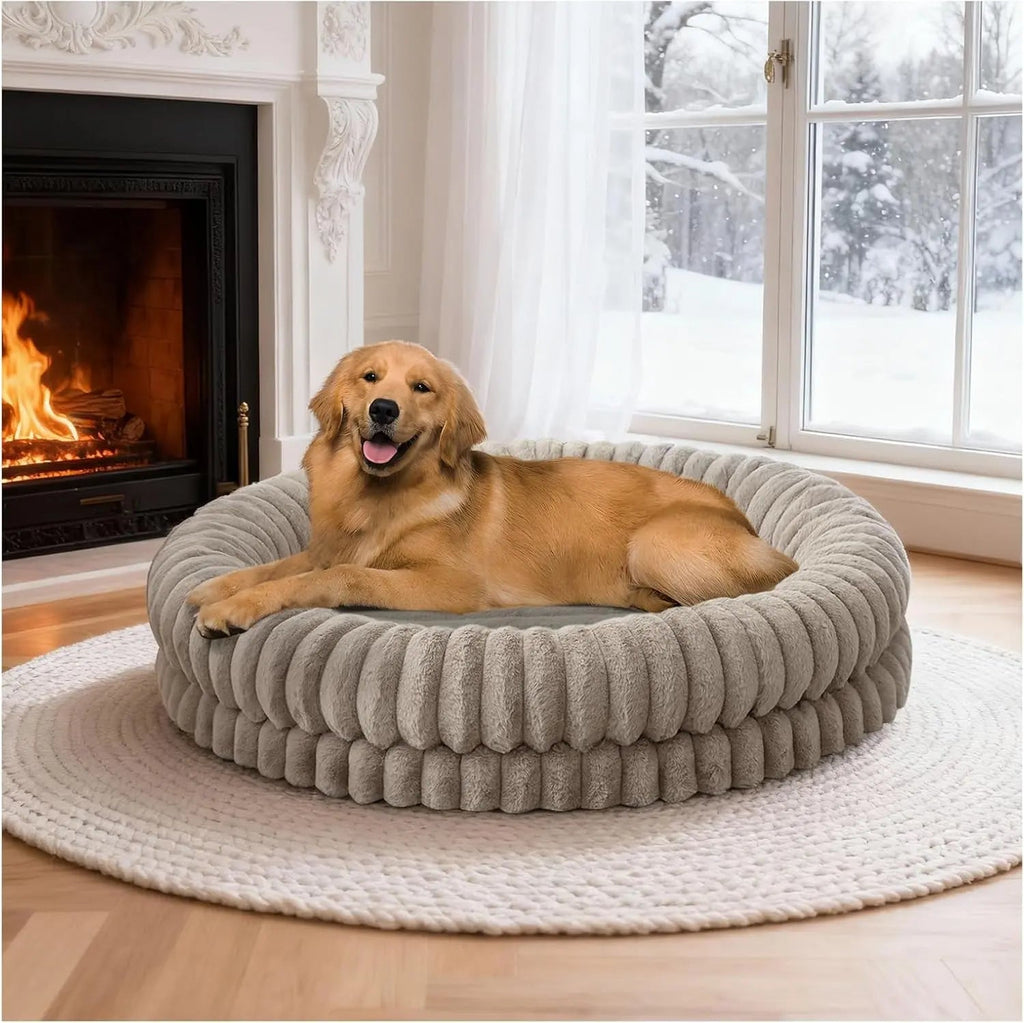 Luxury Donut Dog Bed – Orthopedic Calming Round Bed, Washable