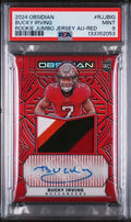 Graded 2024 Obsidian Bucky Irving #RJJBIG /75 Rookie Jumbo Jersey Red Auto Rookie RC Football Card PSA 9 Mint