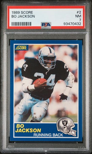 Graded 1989 Score Bo Jackson #2 2nd Year Football Card PSA 7 NM