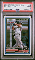 Graded 2023 Panini Stars & Stripes USA Max Clark #42 Rookie RC Baseball Card PSA 9 Mint
