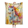 Personalized Unicorn Name Blanket | Rainbow Fleece Custom Kids Gift