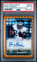 Graded 2024 Topps Chrome Barry Sanders #BABSA /25 Orange Geometric Auto Football Card PSA 10 Gem Mint
