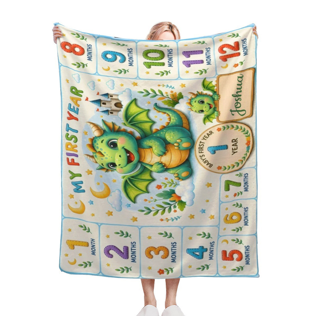 Personalized Baby Milestone Blanket – Dragon First Year