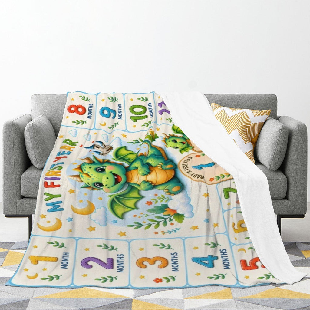 Personalized Baby Milestone Blanket – Dragon First Year