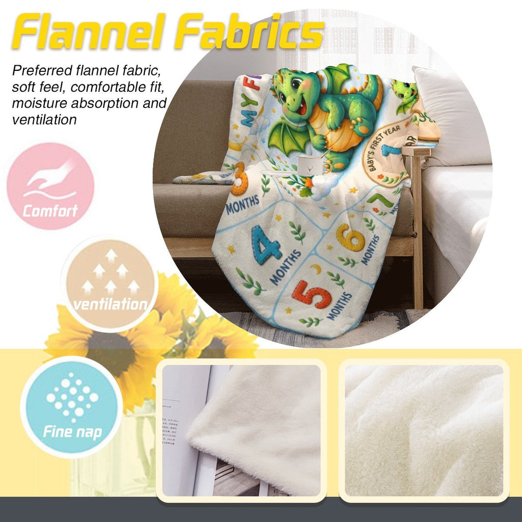 Personalized Baby Milestone Blanket – Dragon First Year