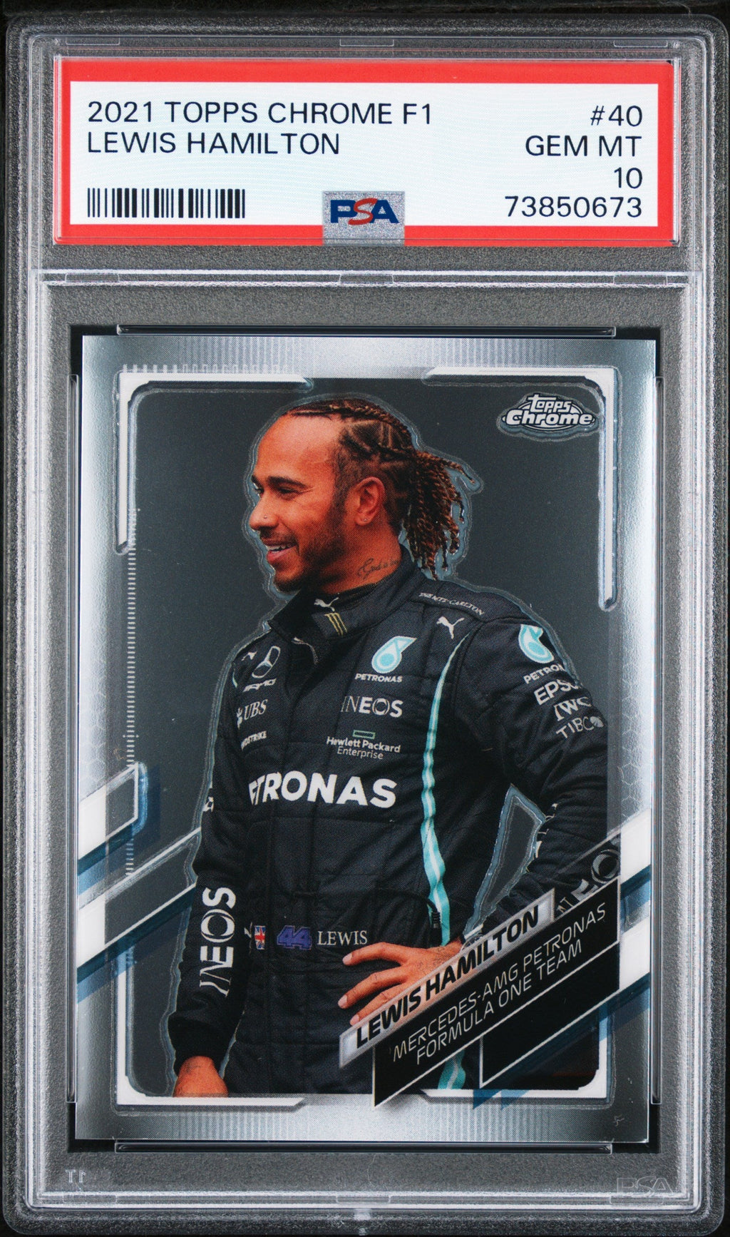 Graded 2021 Topps Chrome F1 Lewis Hamilton #40 F1 Racing Card PSA 10 Gem Mint