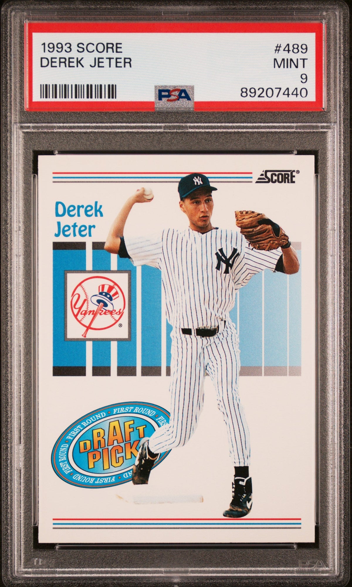Graded 1993 Score Derek Jeter #489 Rookie RC Baseball Card PSA 9 Mint