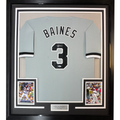 Framed Autographed/Signed Harold Baines 35x39 Chicago Grey Baseball Jersey Beckett BAS COA