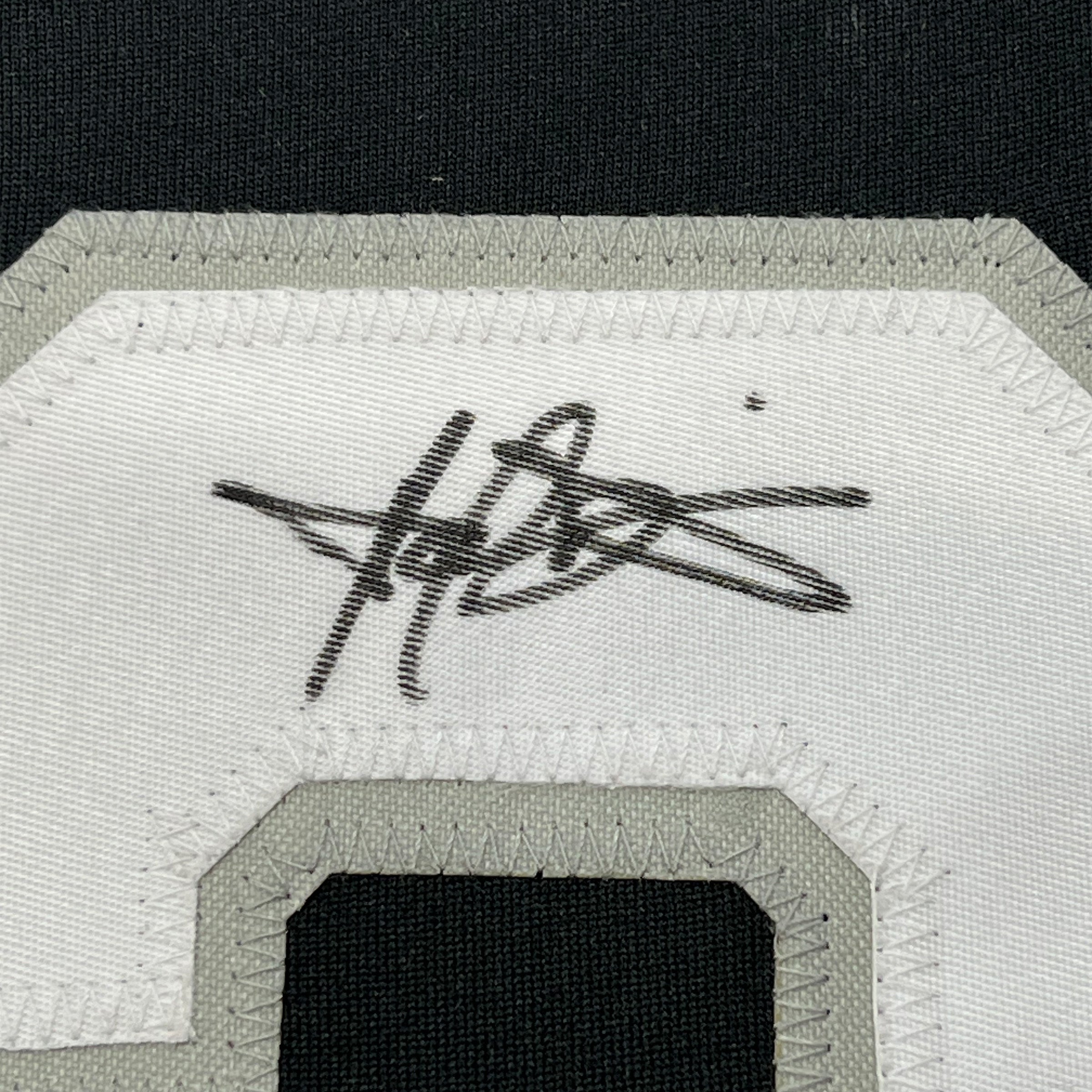 Framed Autographed/Signed Harold Baines 35x39 Chicago Black Baseball Jersey Beckett BAS COA