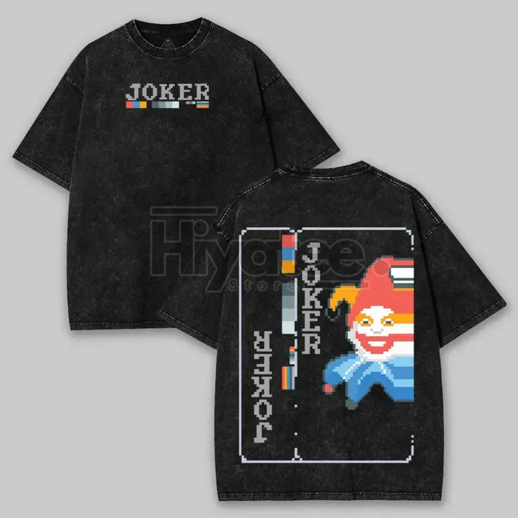 Balatro Misprint Joker Graphic Tee – Oversized Pixel Art T-Shirt, Vintage Washed Gaming Merch