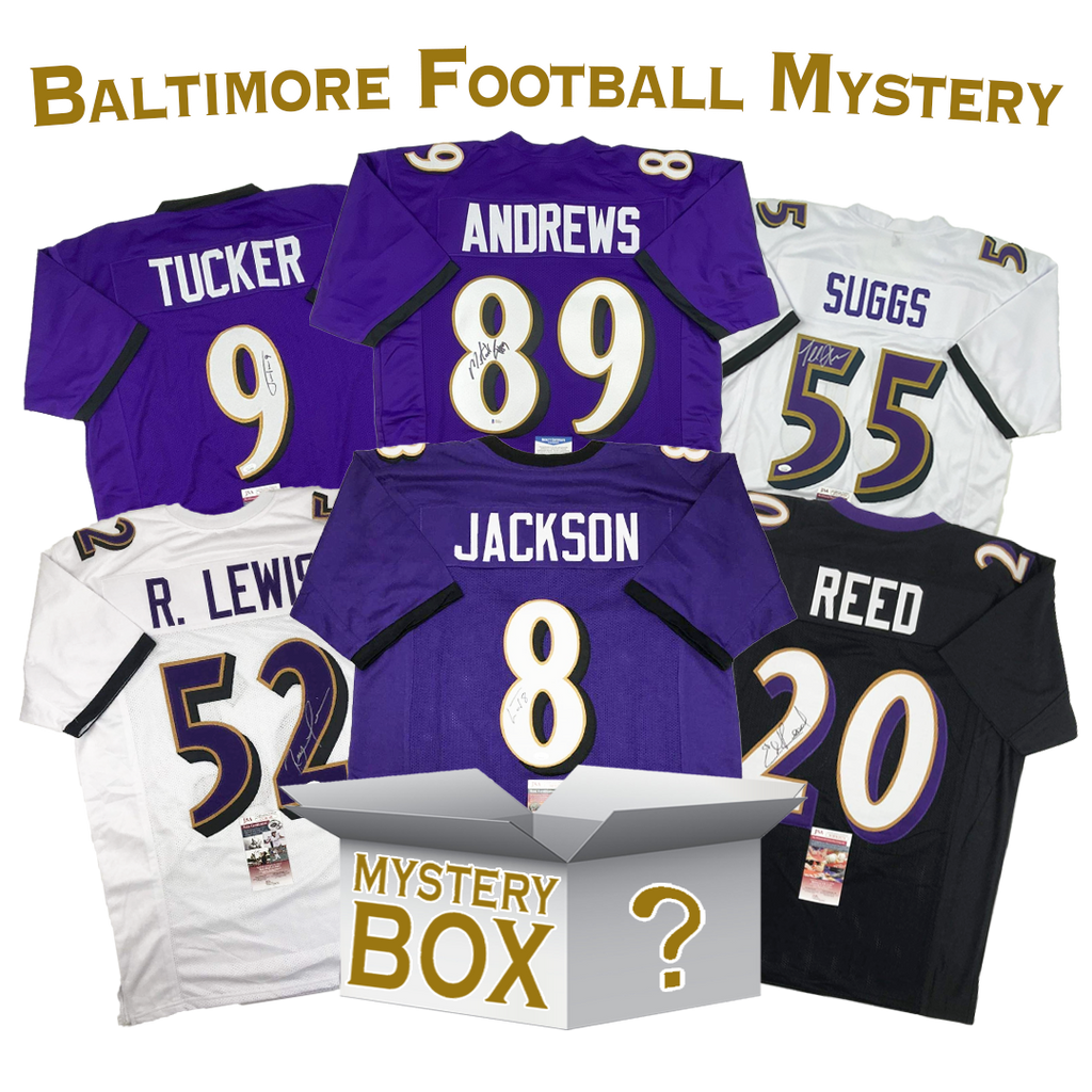 Autographed/Signed Baltimore Football Jersey Mystery Box with PSA JSA or Beckett COA
