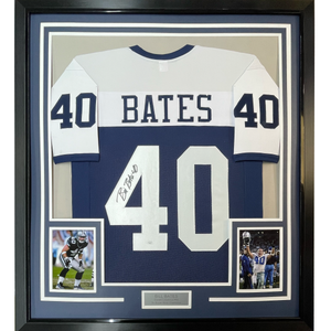 Framed Autographed/Signed Bill Bates 35x39 Dallas Thanksgiving Day Football Jersey PSA/DNA COA