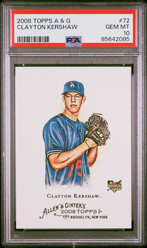 Graded 2008 Topps Allen & Ginter Clayton Kershaw #72 Rookie RC Baseball Card PSA 10 Gem Mint