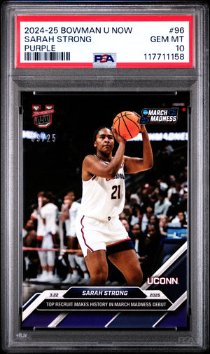 Graded 2024 Topps Bowman U Now Sarah Strong #96 Purple /25 Rookie RC Basketball Card PSA 10 Gem Mint