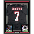 Framed Autographed/Signed Bijan Robinson 35x39 Atlanta Retro Black Football Jersey Beckett BAS COA