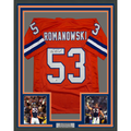 Framed Autographed/Signed Bill Romanowski 35x39 Denver Retro Orange Football Jersey Beckett BAS COA