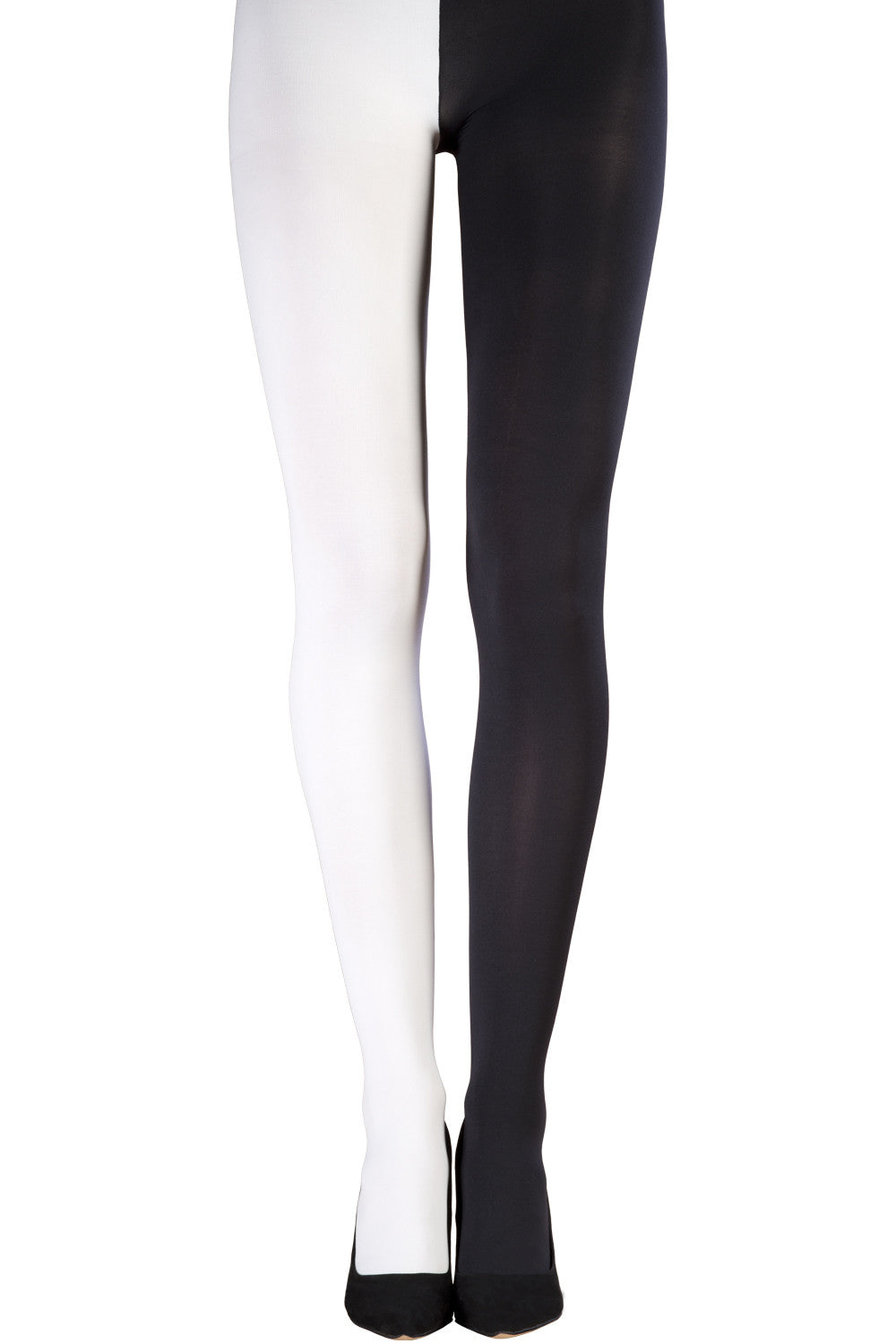 Two-Tone Black and White Seamless Adult Tights