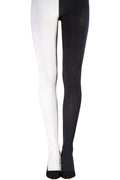 Two-Tone Black and White Seamless Adult Tights