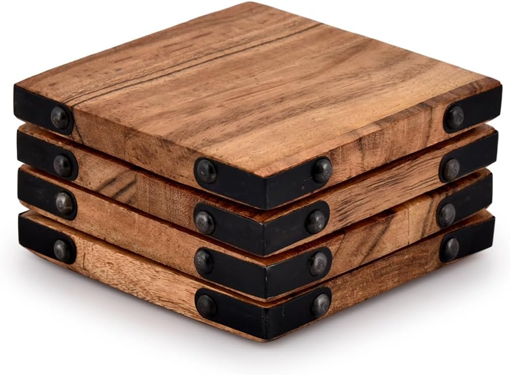 Blanton's Coaster Set of 5 Slate or 4 Wood & Metal