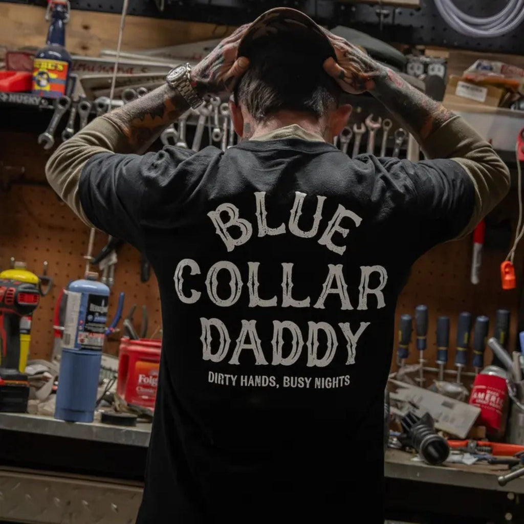 "Blue Collar Daddy" T-Shirt – Industrial Workwear Graphic Tee, Unisex Cotton Shirt