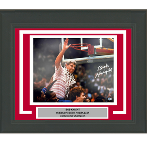 Framed Autographed/Signed Bobby Bob Knight Net Indiana Hoosiers 16x20 College Basketball Photo Beckett BAS COA