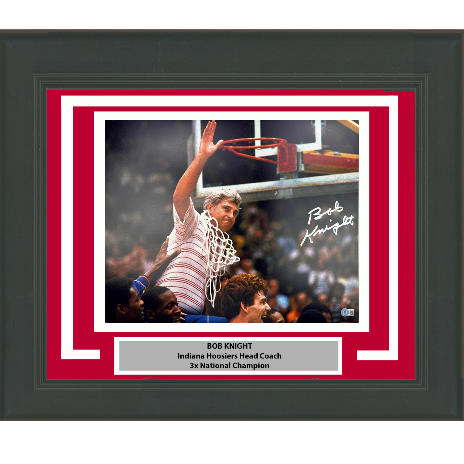 Framed Autographed/Signed Bobby Bob Knight Net Indiana Hoosiers 16x20 College Basketball Photo Beckett BAS COA