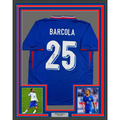 Framed Autographed/Signed Bradley Barcola 35x39 France French National Team Blue Soccer Jersey Beckett BAS COA