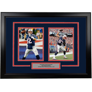 Framed Tom Brady and Rob Gronkowski New England Patriots 17x23 Dual Football Photo
