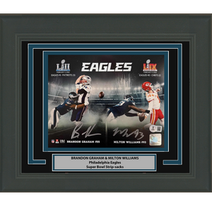 Framed Autographed/Signed Brandon Graham & Milton Williams Dual Philadelphia Eagles Super Bowl Champions 16x20 Football Photo Beckett BAS COA