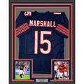 Framed Autographed/Signed Brandon Marshall 35x39 Chicago Blue Football Jersey Beckett BAS COA