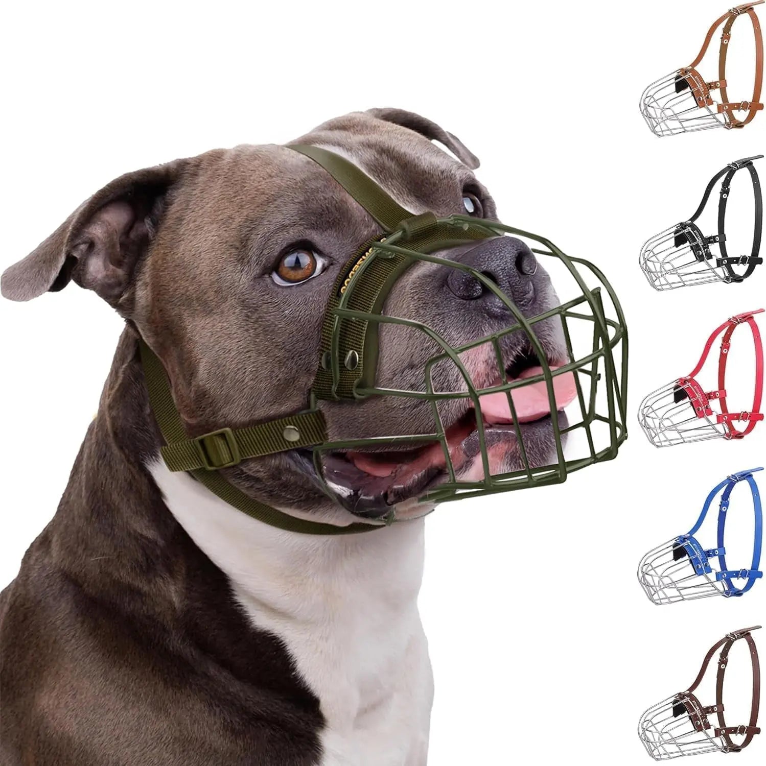 Metal Basket Dog Muzzle – Breathable, Leather Straps