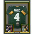 Framed Autographed/Signed Brett Favre 35x39 Green Bay Green Football Jersey Favre Hologram COA
