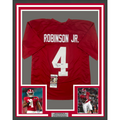 Framed Autographed/Signed Brian Robinson Jr. 35x39 Alabama Red College Football Jersey JSA COA