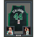 Framed Autographed/Signed Brian Scalabrine 35x39 White Mamba Boston Black Basketball Jersey JSA COA
