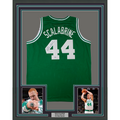 Framed Autographed/Signed Brian Scalabrine 35x39 Boston Green Basketball Jersey Steiner COA