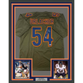 Framed Autographed/Signed Brian Urlacher 35x39 HOF 18 Chicago Green Salute To Service Football Jersey Beckett BAS COA