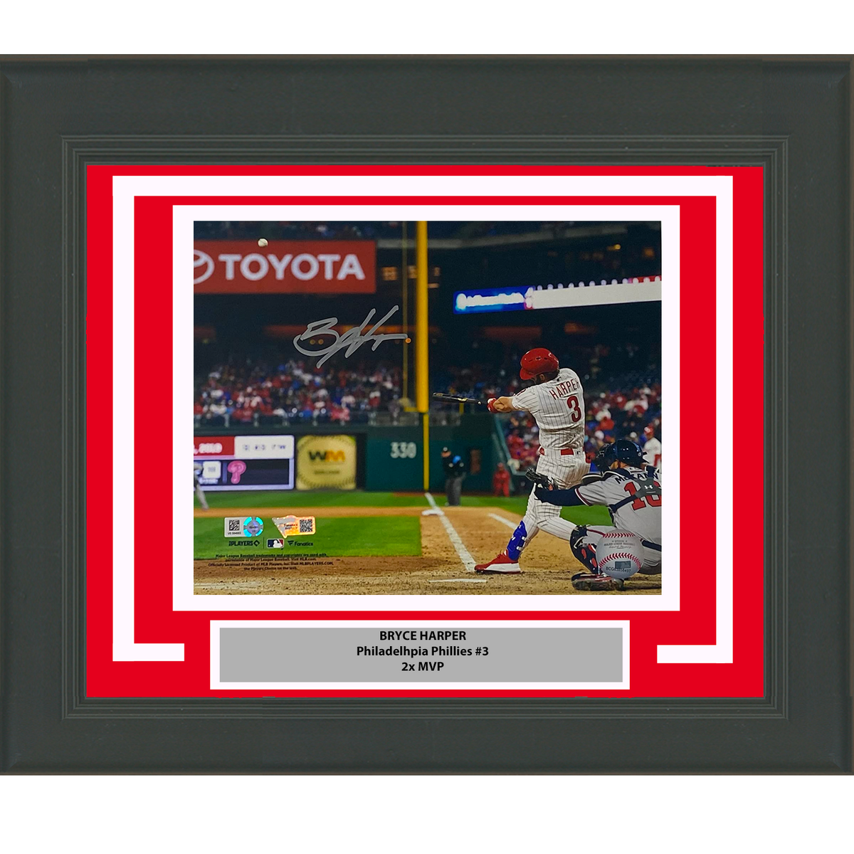 Framed Autographed/Signed Bryce Harper Philadelphia Phillies 8x10 Baseball Photo Fanatics & MLB COA